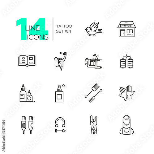 Tattoo Studio - line icons set