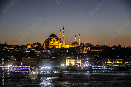 Suleymaniye Mosque night view. Istanbul  Turkey