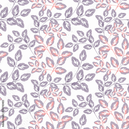 Wallpaper Mural  Seamless floral pattern,orange -pink flowers ,grey , brown twigs on a beige watercolor background. Torontodigital.ca