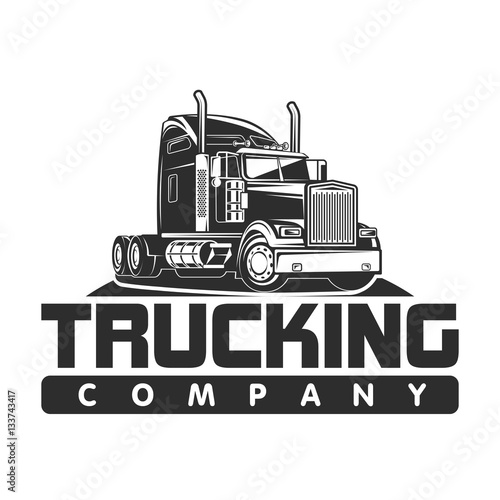 trucking company logo black and white vector illustration