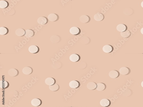 abstract seamless background on beige beige volume pills, buttons, and the moon