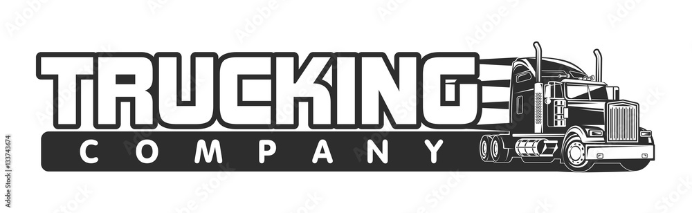 trucking company logo black and white vector illustration Stock Vector ...