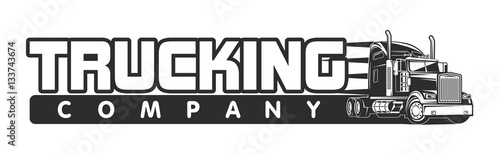 trucking company logo black and white vector illustration