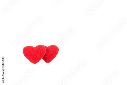 two red heart bright color on white background