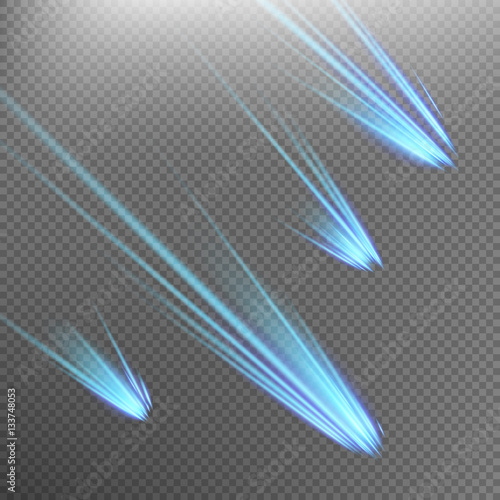 Different meteors, comets and fireballs. EPS 10