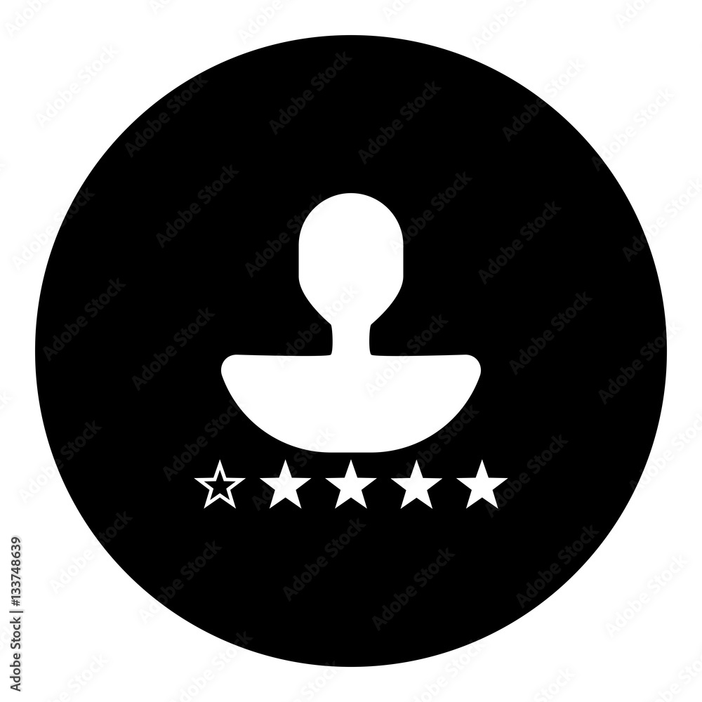User rating - stars icon - Flat design, glyph style icon - Black enclosed in a circle User rating - stars icon - Flat design, glyph style icon - Black enclosed in a circle