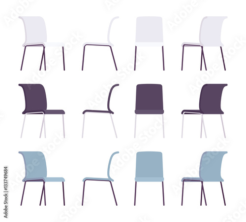 Set of office chairs in differnt colors