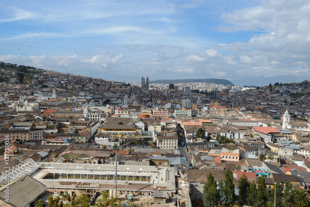 Downtown of Quito seen from Panecillo hill, Ecuador