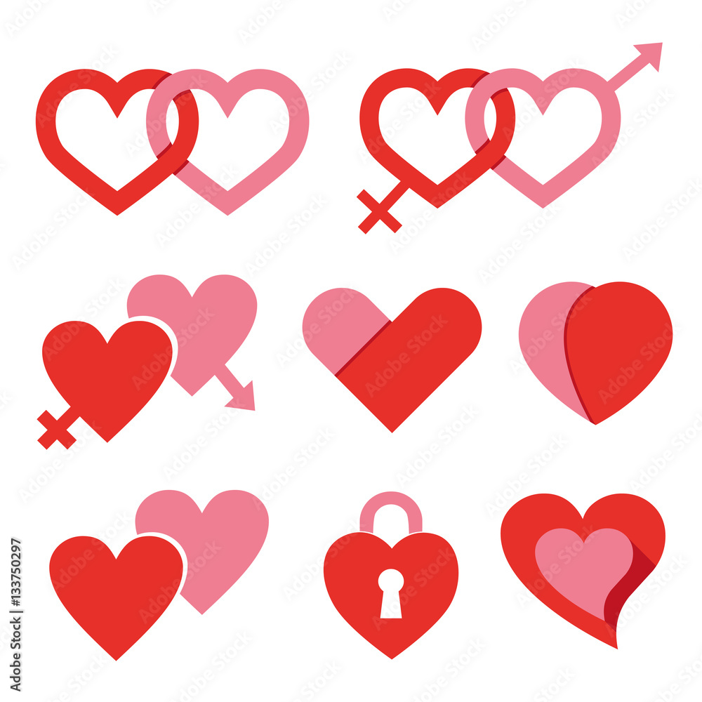Hearts set for wedding and valentine design
