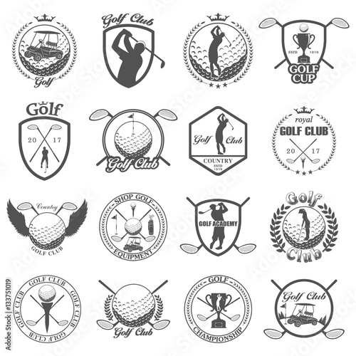 Set of vintage golf labels, badges