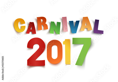 Colorful handmade text carnival 2017 on white.