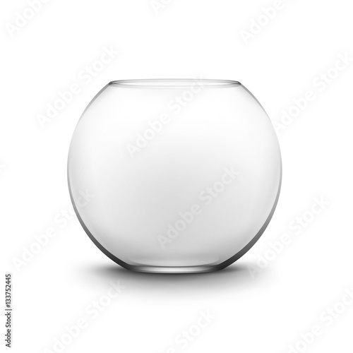Black Transparent Glass Smooth Empty Fishbowl Aquarium Isolated on Background