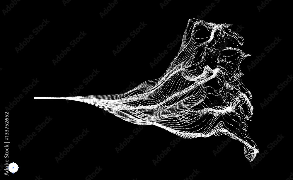 Naklejka premium Array with Dynamic Emitted Particles. Water Splash Imitation.