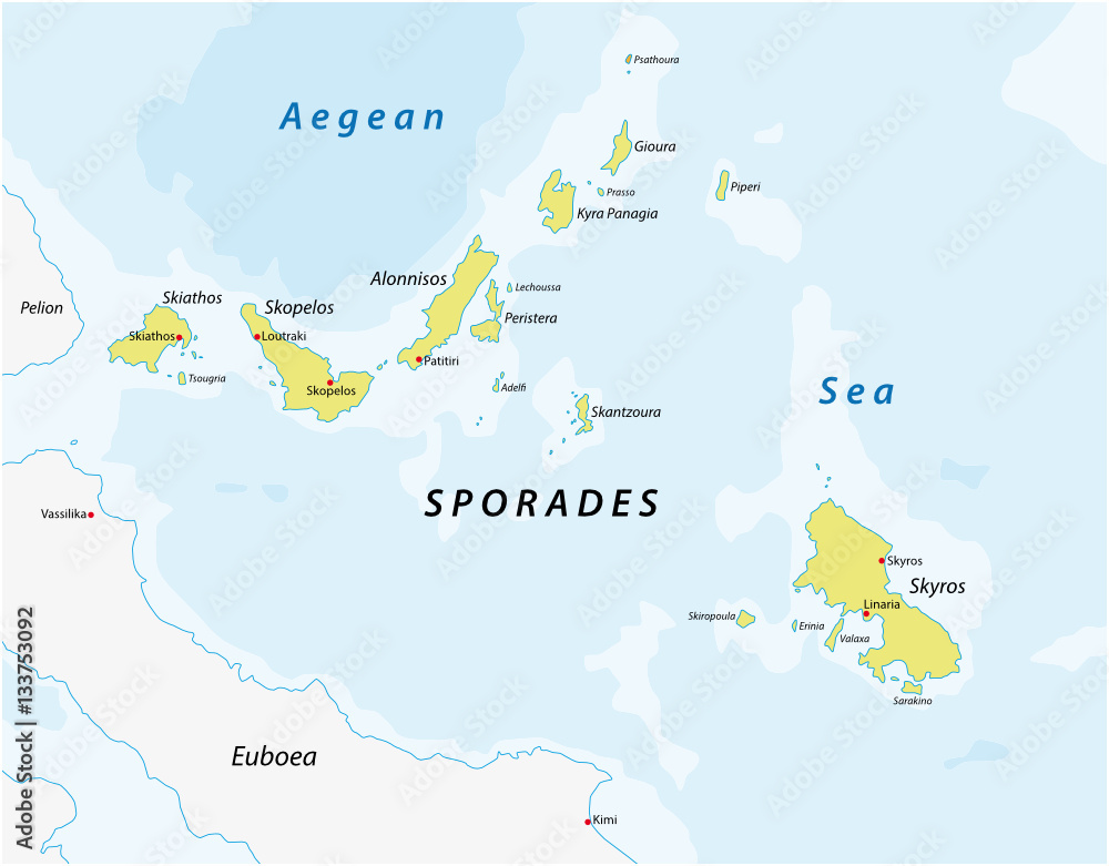 map of the greek island group sporades