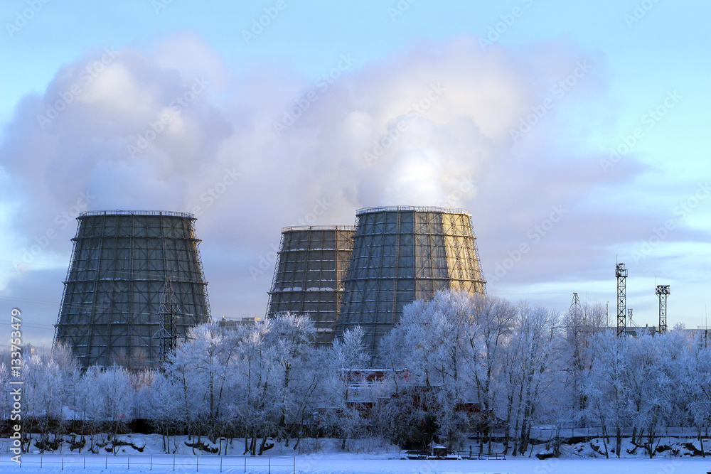 Cooling towers in morning dawn
