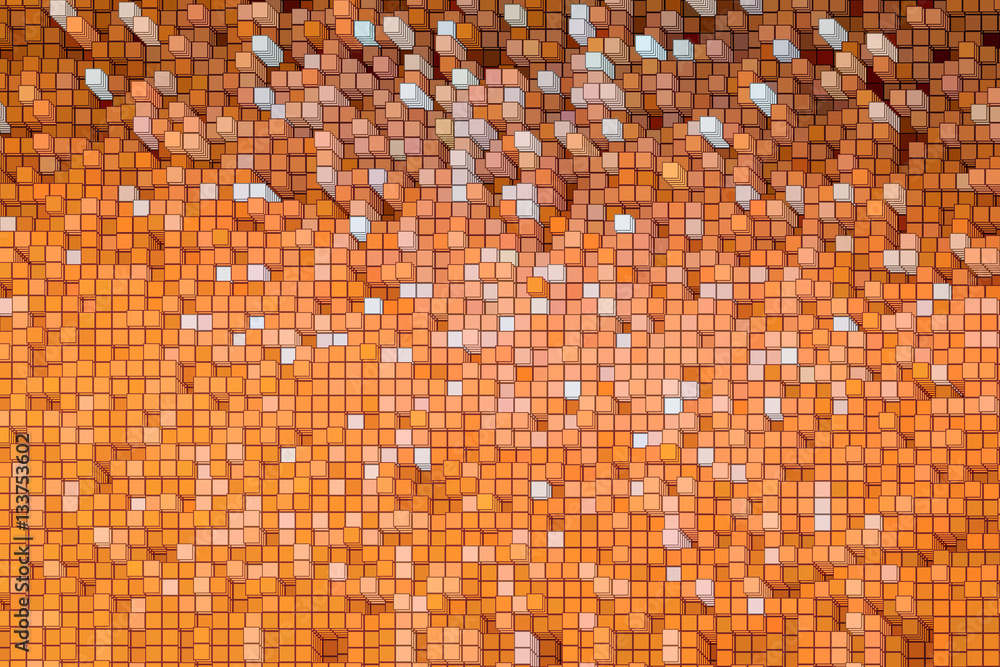 Fototapeta premium Orange background isometric pixel