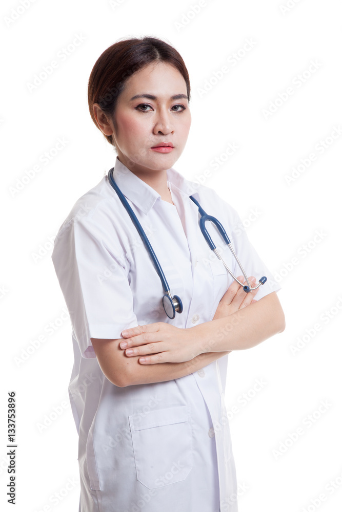 Portrait of Asian female doctor folded arms and smile. Portrait of Asian female doctor folded arms and smile.