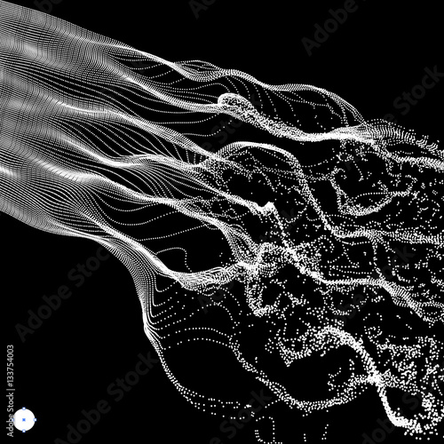 Wave Background. 3d Ripple Grid. Network Design with Particle.