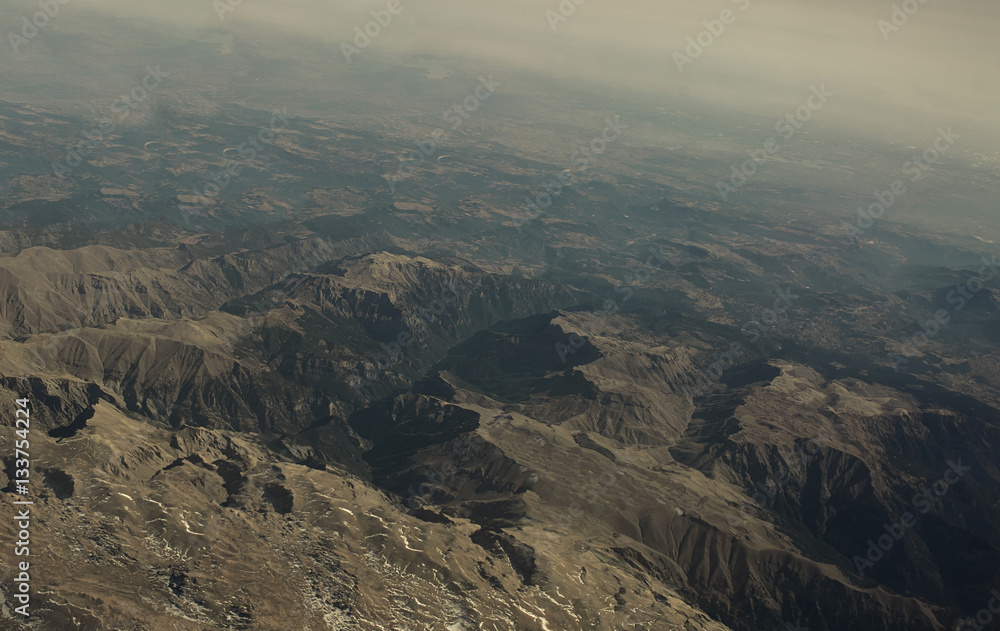 Turkey Mountain view from airplane.