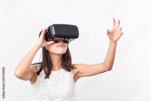 Woman watching though VR device