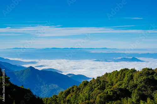 Landscape view point  many mist in mountain at Chiengmai