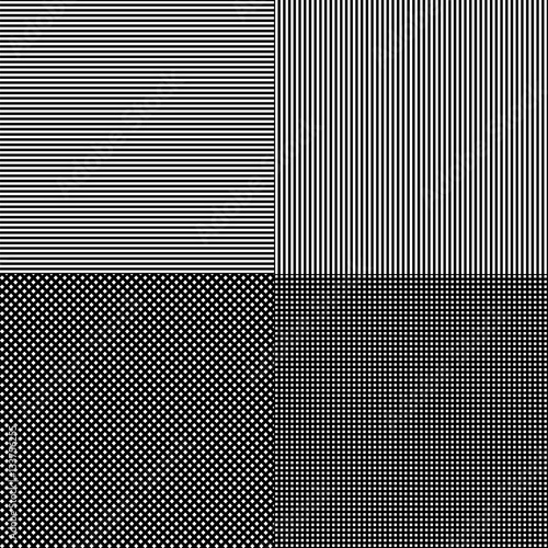 Black and white simple stripes abstract seamless vector pattern, geometric primitive background