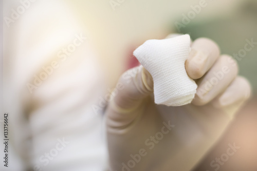 hand with gauze photo