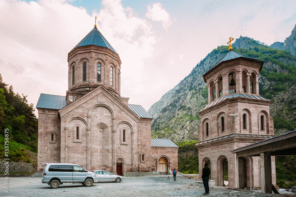 Georgia. Building Of Dariali Monastery residence in Darial Gorge