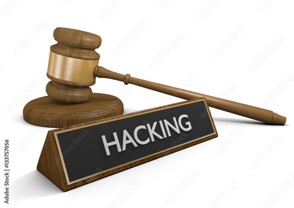 Laws against illegal hacking and cyber criminals, 3D rendering