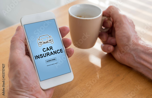 Car insurance concept on a smartphone