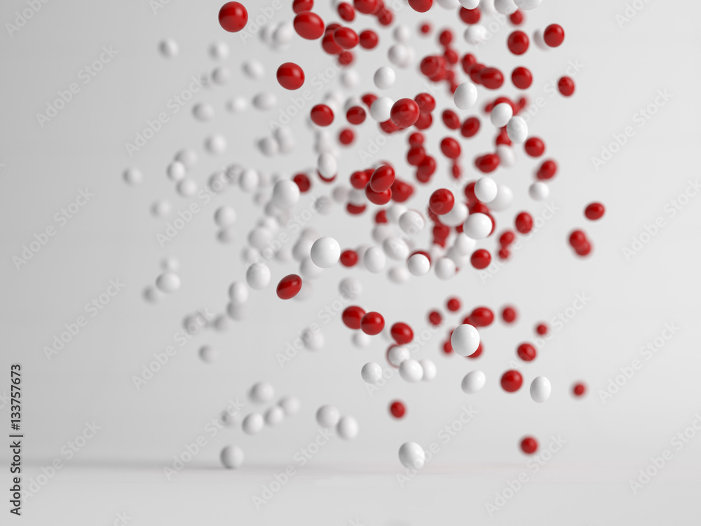 3d illustration red and white balls moving in the air 3d illustration red and white balls moving in the air