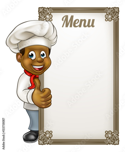 Cartoon Black Chef Menu