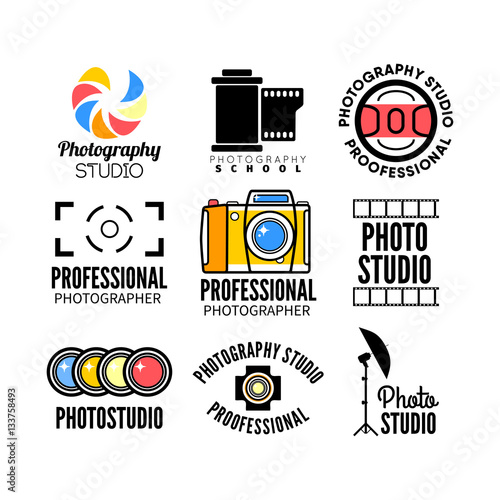Set of photography and photo studio logo.