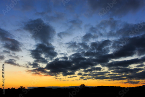 beautiful skylight sunset. Nature composition. over bright