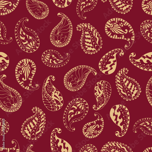 Ethnic Indian paisley seamless pattern.