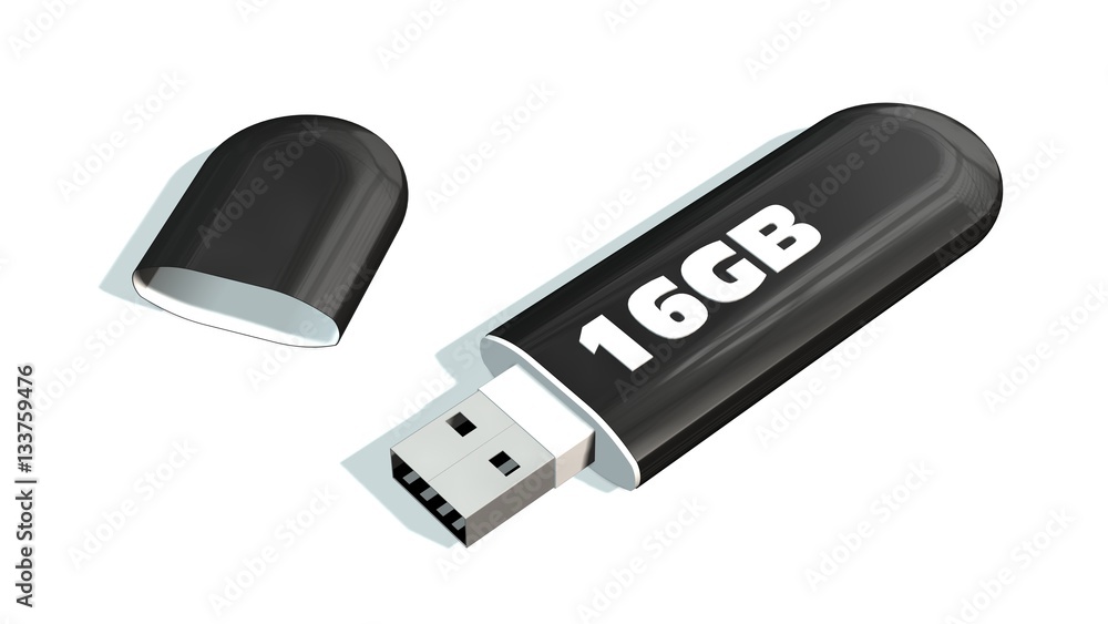 black 16 GB USB Flash Memory Drives isolated on white black 16 GB USB Flash Memory Drives isolated on white