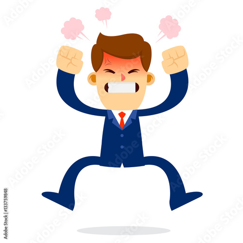 Businessman Jump in Anger