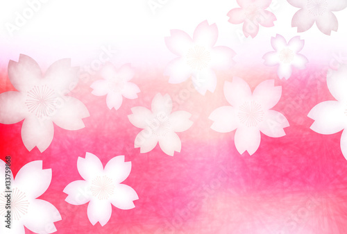 桜　春　和紙　背景 © J BOY