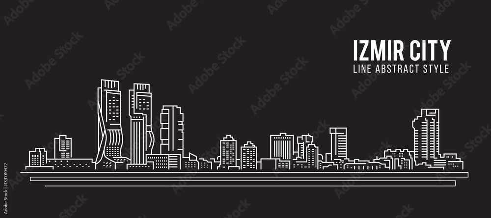 Cityscape Building Line art Vector Illustration design - Izmir city