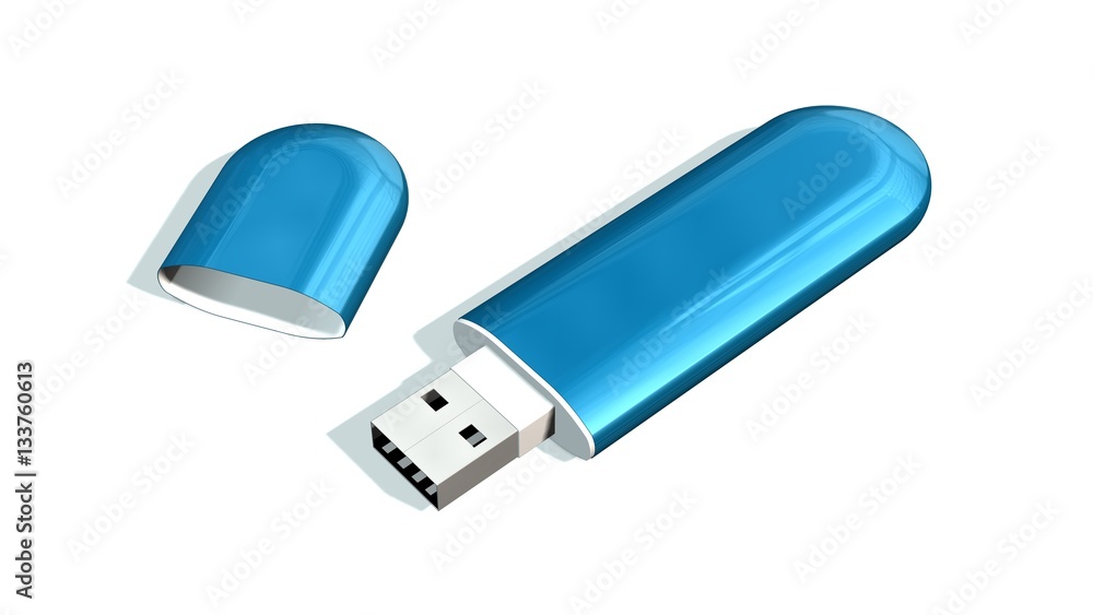 blue USB Flash Memory Drives isolated on white blue USB Flash Memory Drives isolated on white