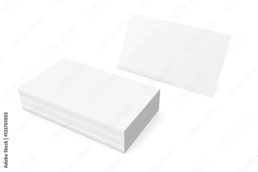 Stack of blank business card on white background. 3d rendering Stack of blank business card on white background. 3d rendering