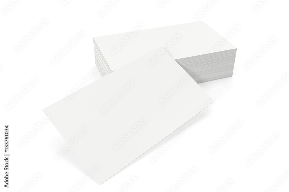 Business cards blank mockup, template, on white background, 3d rendering Business cards blank mockup, template, on white background, 3d rendering