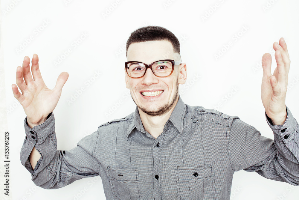 young handsome well-groomed guy posing emotional on white background, lifestyle people concept young handsome well-groomed guy posing emotional on white background, lifestyle people concept