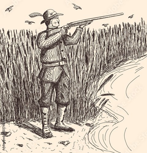 Hand drawn hunter