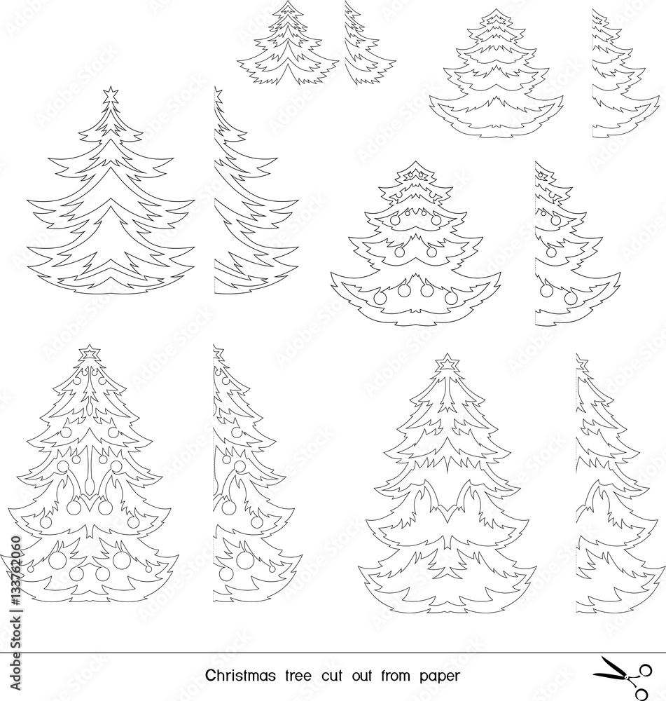 Obraz premium Christmas tree cut out from paper