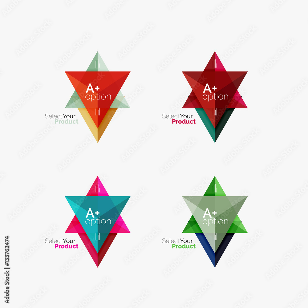 Set of triangle geometric business infographic templates Set of triangle geometric business infographic templates