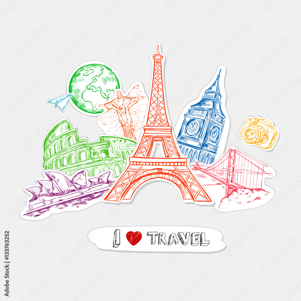 Travel Paper Stickers Set