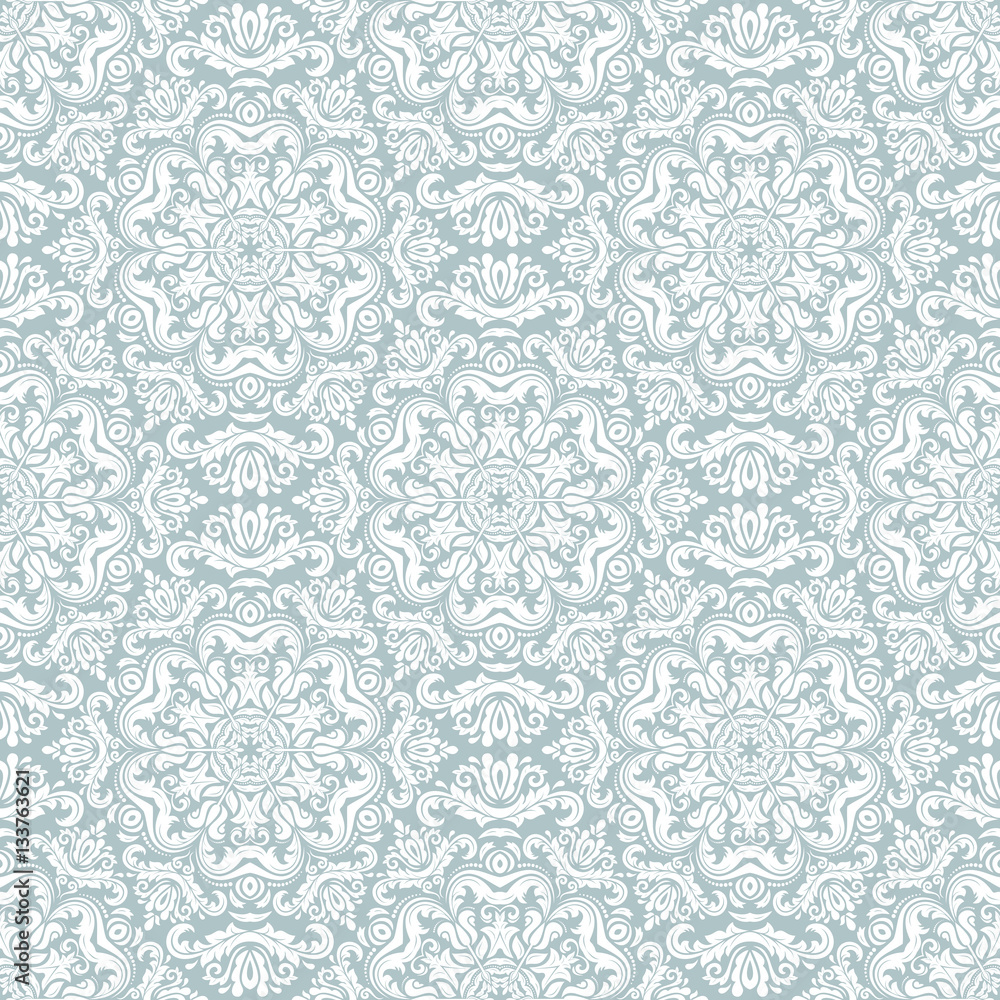 Seamless classic vector light blue and white pattern. Traditional orient ornament. Classic vintage background