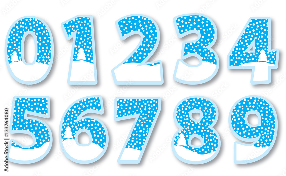 winter numbers collection / vectors set
