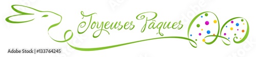 ornement calligraphique avec lapin et œufs de Pâques - Joyeuses Pâques